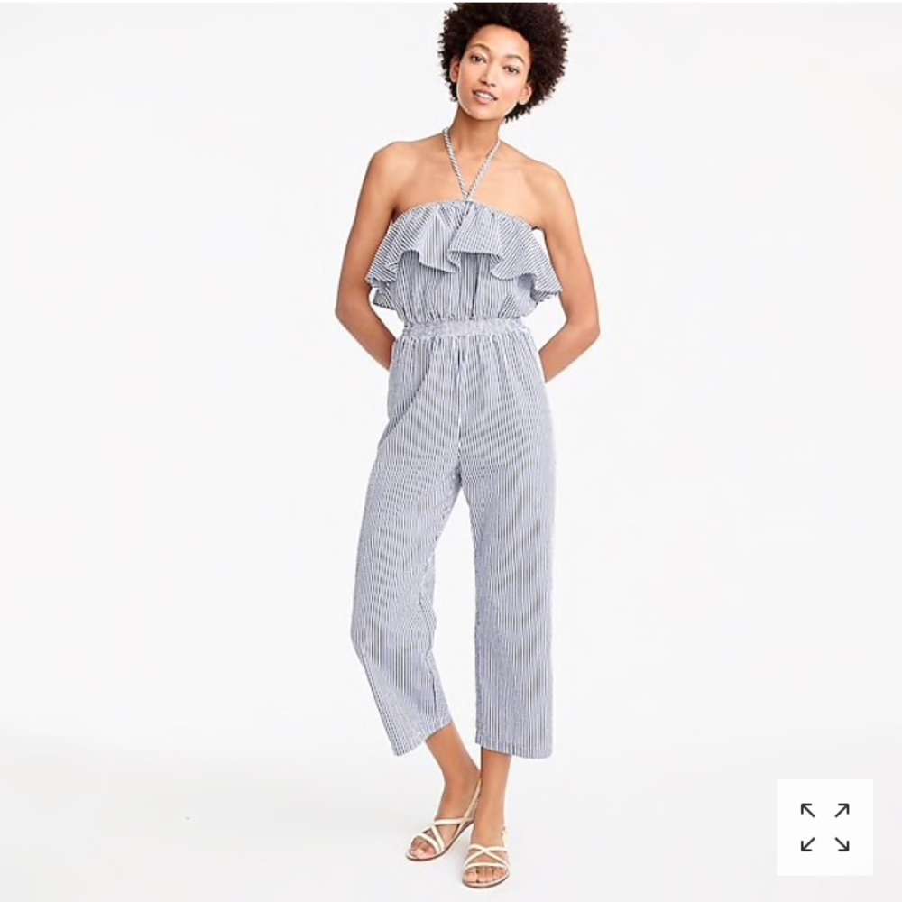 J.Crew Ruffle Seersucker Jumpsuit NWT